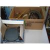 Image 1 : BOX OF BRASS, SILVERWARE, AND MOVIE REELS