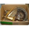 Image 2 : BOX OF BRASS, SILVERWARE, AND MOVIE REELS