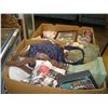 Image 1 : BOX OF DECORATIONS, VASE AND BOX OF CHINA AND COLECTABLES