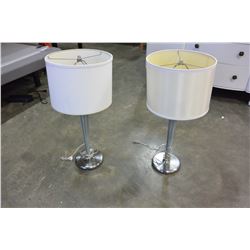 TWO BRUSHED CHROME TABLE LAMPS