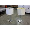 Image 1 : TWO BRUSHED CHROME TABLE LAMPS