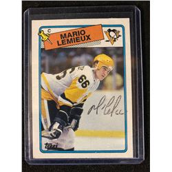 AUTOGRAPHED 1988-89 TOPPS #1 MARIO LEMIEUX HOCKEY CARD