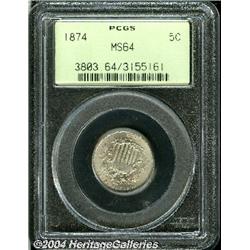 1874[5C] MS64 PCGS.