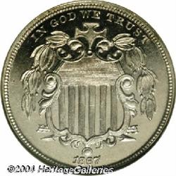 1867[5C] No Rays PR65 Cameo NGC.