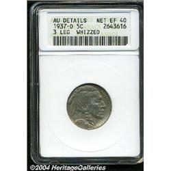 1937-D[5C] Three-Legged--Whizzed--ANACS. AU Details, Net XF40.
