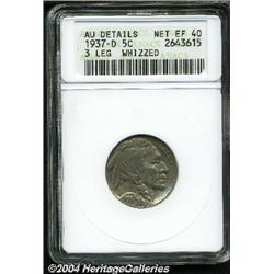 1937-D[5C] Three-Legged--Whizzed--ANACS. AU Details, Net XF40.