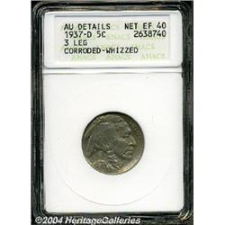 1937-D[5C] Three-Legged--Corroded, Whizzed--ANACS. AU Details, Net XF40.