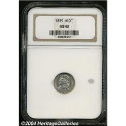 1835[H10C] Small Date, Small 5C MS63 NGC.