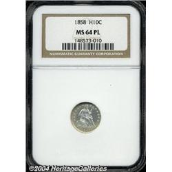 1858[H10C] MS64 Prooflike NGC.