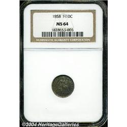 1858[H10C] MS64 NGC.