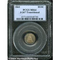 1860[H10C] Transitional MS64 PCGS.