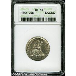 1854[25C] Arrows MS61 ANACS.