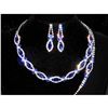 Image 1 : 3PC Royal Blue, Clear Rhinestones Necklace, Earrings & Bracelet Set