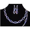 Image 3 : 3PC Royal Blue, Clear Rhinestones Necklace, Earrings & Bracelet Set