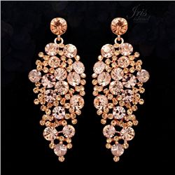 Peach Czech Crystal Rose Gold Drop Costume Earrings