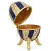 Image 2 : Faberge Inspired 2.5" Crystal Spire on Blue Enamel Royal Inspired Russian Egg