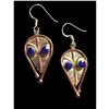 Image 1 : Sapphire Sterling & Copper Abstract Leaf Earrings