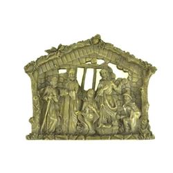 Baby Jesus, Mary & 3 Magi Nativity Scene Bronze Wall Sculpture 10" x 12.5"