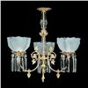 Image 1 : 3 Light Brass and Crystal Victorian Chandelier - 25" x 23"