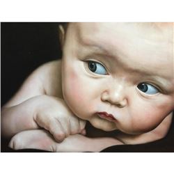 Signed Oil on Canvas Painting, Baby Face