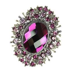 Purple Rhinestone Crystal Amethyst Broach