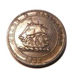 1813 Nova Scotia Half Penny Token - Trade and Navigation