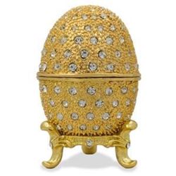 2.5" 200 Crystals Gold Tone Faberge Inspired Russian Easter Egg