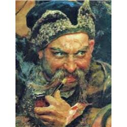 "Cossacks of Ukraine Writing a Letter to the Turkish Sultan," signed by artist Andre,â€™15