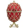 Image 1 : 7" Royal Trellis on Red Enamel Jeweled Faberge Inspired Egg