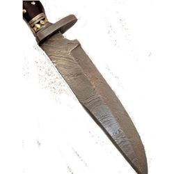 12" Damascus Handmade Black Horn,handle Hunting Knife