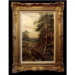 Signed Early 20thc Oil Painting, British Sunset Landscape