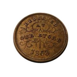1863 Civil War Token - Robinson & Ballou Grocers, Troy, NY