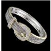 Image 1 : Designer Style Balinese Silver Wheat Gold Crystals Buckle Hinged Bangle Bracelet