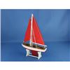 Image 3 : Wooden It Floats 12" - Red with Red Sails Floating Sailboat Model