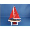 Image 7 : Wooden It Floats 12" - Red with Red Sails Floating Sailboat Model