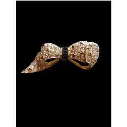 Vintage Austrian Crystal Bow Ribbon Brooch