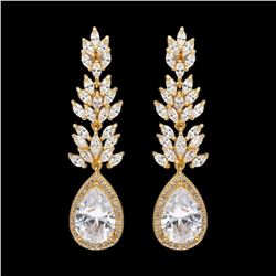 18K Gold Plated GP Cubic Zirconia CZ Wedding Bridal Drop Dangle Earrings