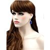 Image 3 : Rhodium Plated Blue Crystal Rhinestone Wedding Drop Dangle Earrings