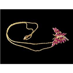 Ruby & Diamond Butterfly Pendant Necklace