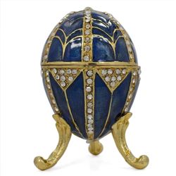 Faberge Inspired 2.75" Crystal Triangles Enameled Jeweled Royal Russian Inspired Egg