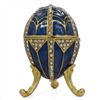 Image 1 : Faberge Inspired 2.75" Crystal Triangles Enameled Jeweled Royal Russian Inspired Egg