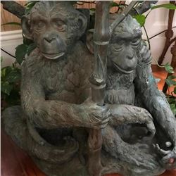 Large Bronze Monkeys Chimpanzees Table