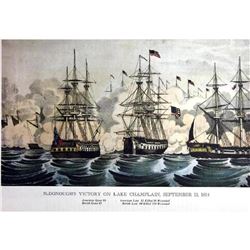 After Nathaniel Currier, Fine Art Modern Lithograph, Macdonough's Victory On Lake Champlain - 1814