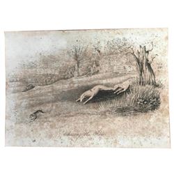 Antique Hand-colored Engraving, Hunting The Hair