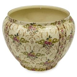 Italian Ceramic Floral Cache Pot Or Planter