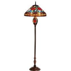 "SINCERE" Tiffany-style Roses 3 Light Double Lit Floor Lamp 18" Shade