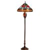 Image 1 : "SINCERE" Tiffany-style Roses 3 Light Double Lit Floor Lamp 18" Shade