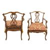 Image 3 : Pair of Venetian Carved Walnut Cane Seat Armchairs