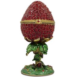 Faberge Inspired Crystal Red Strawberry Royal Inspired Russian Egg