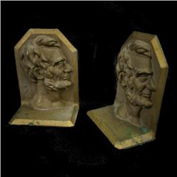 Rare Abraham Lincoln Antique Heavy Solid Bronze Pair President Book Ends Vintage
